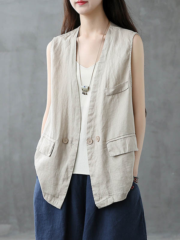 Original Solid Irregularity With Pocket Vest