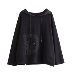 Women Hooded Stitching Long Sleeve T-Shirt