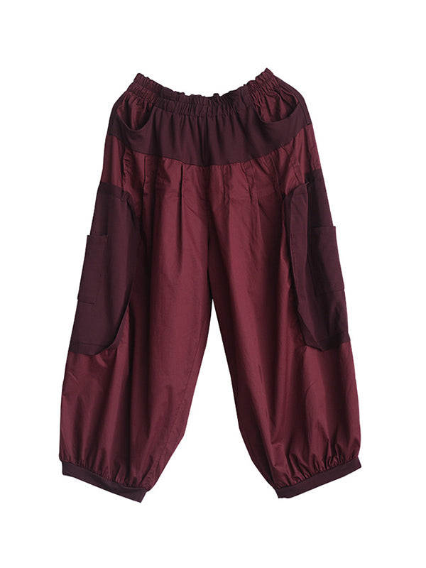 Casual Solid Split-Joint Capri-Pants Bottoms