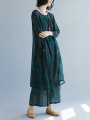 Chiffon Plus Size Loose Printed Leisure Suits