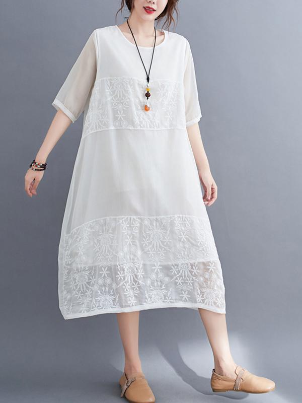 Original Split-Joint Hollow Lace Dress