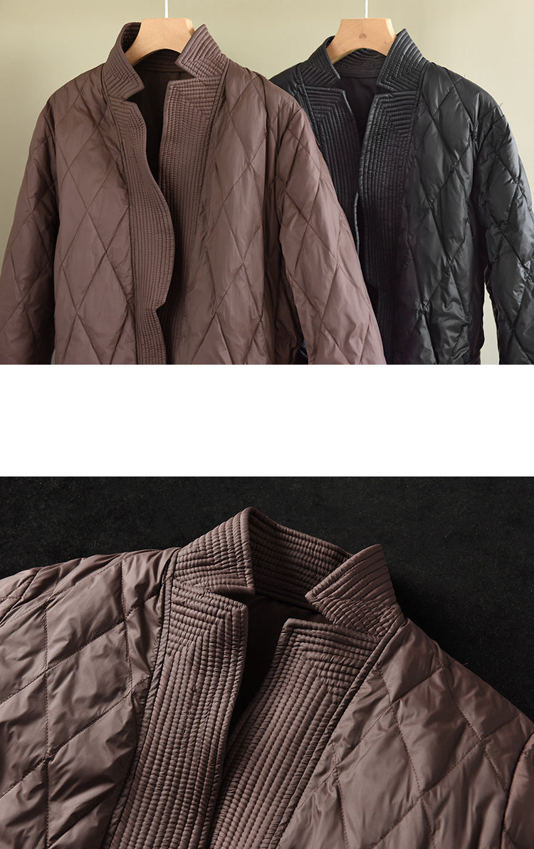 Leisure Rhombus Long Down Coat