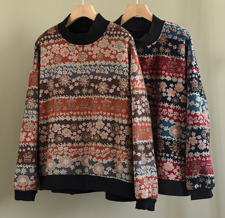 Printed Half Turtleneck Pullover Sweater