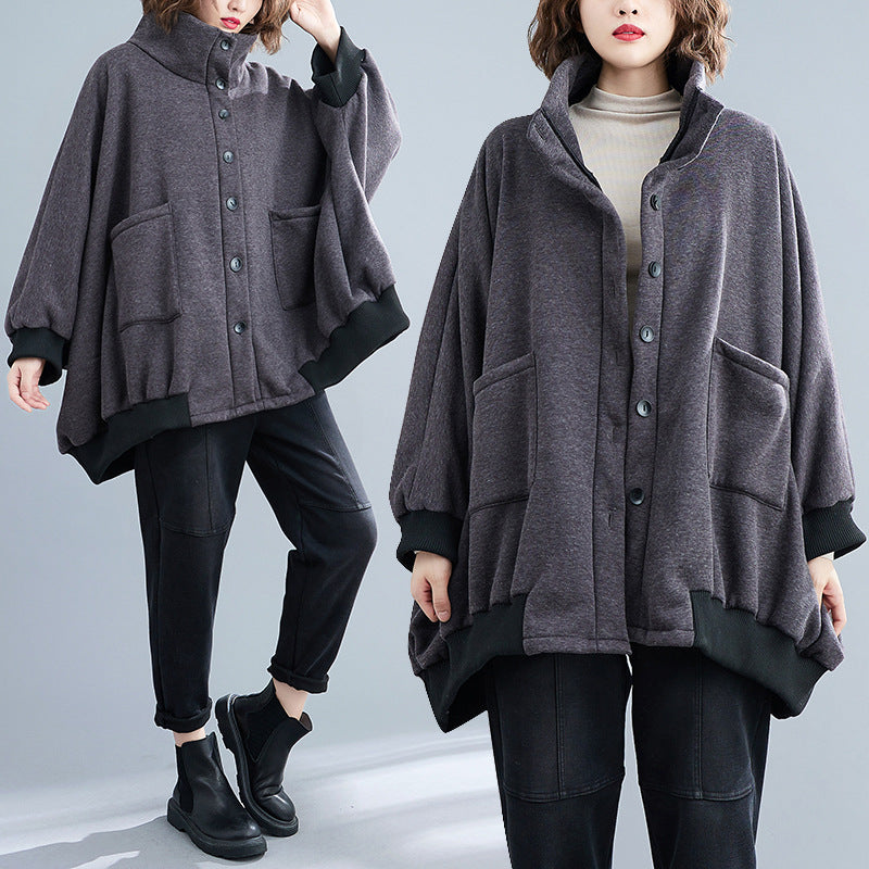 Irregular Pullover Loose Large Size Knitted Cotton Jacket