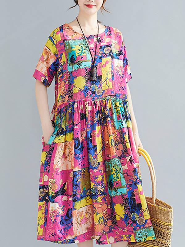 Loose Print A-Line Loose Dress