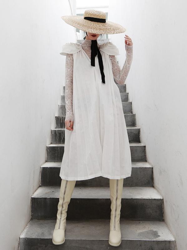 Elegant V-neck Big Hem Long Dress