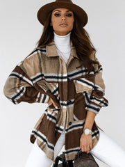 Casual Loose Plaid Long Sleeve Lapel Shirt