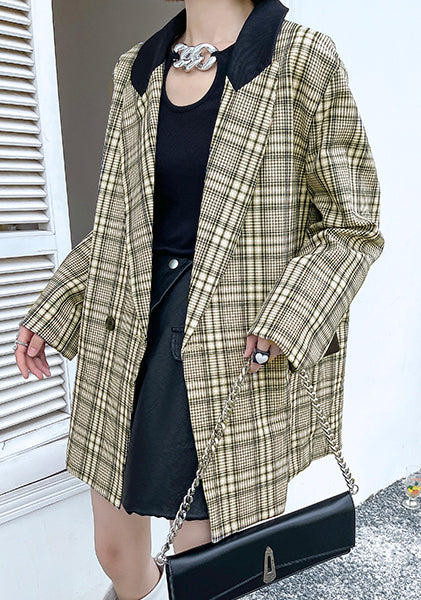 Long Sleeve Loose Casual Plaid Suit Outwear