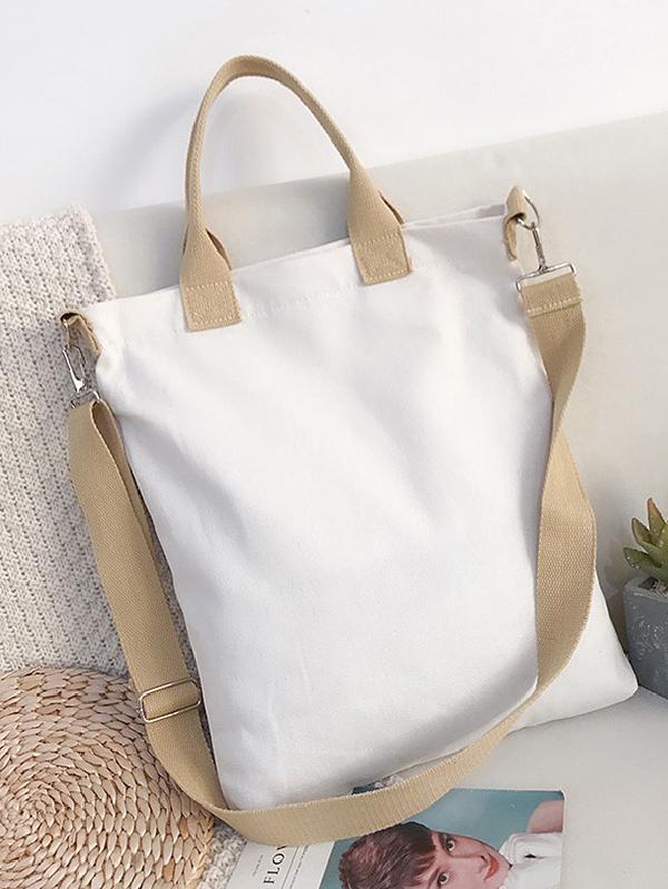 3 Colors With-pockets Canvas Handbag