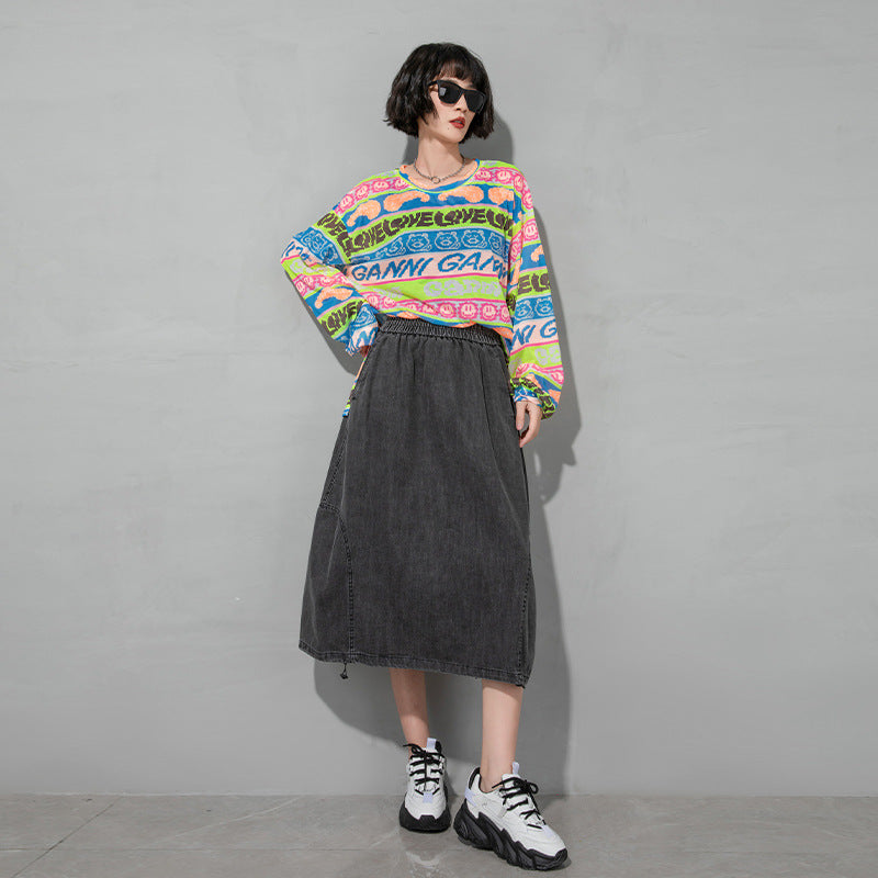 A-line Casual Summer Denim Skirt