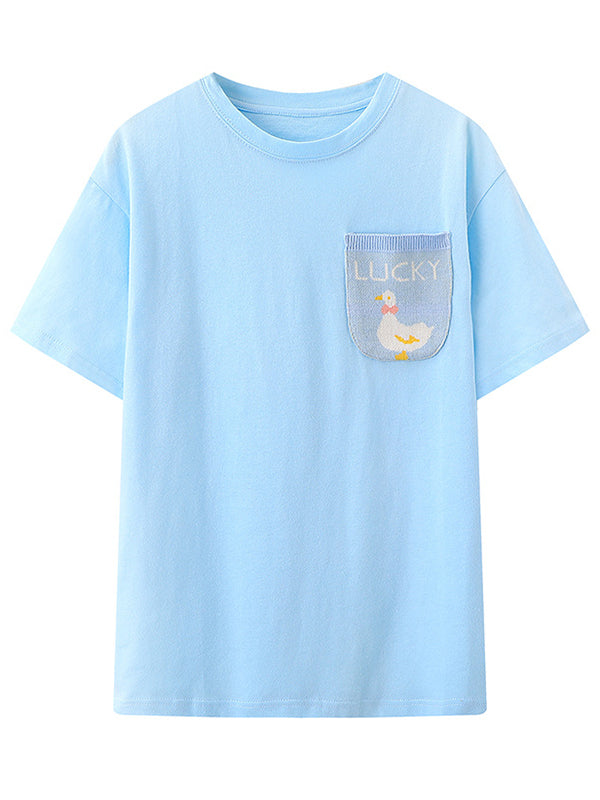Loose Lucky Printed Short Sleeve T-Shirt