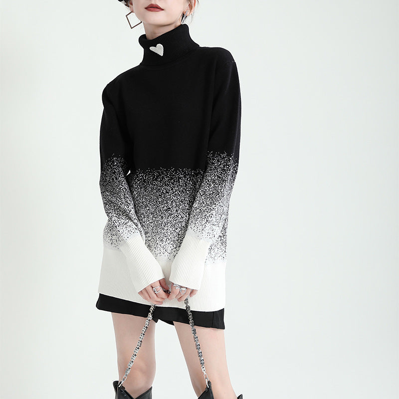 Original Design Gradient High-Neck Sweater