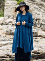 Solid Color Casual Long Outwear