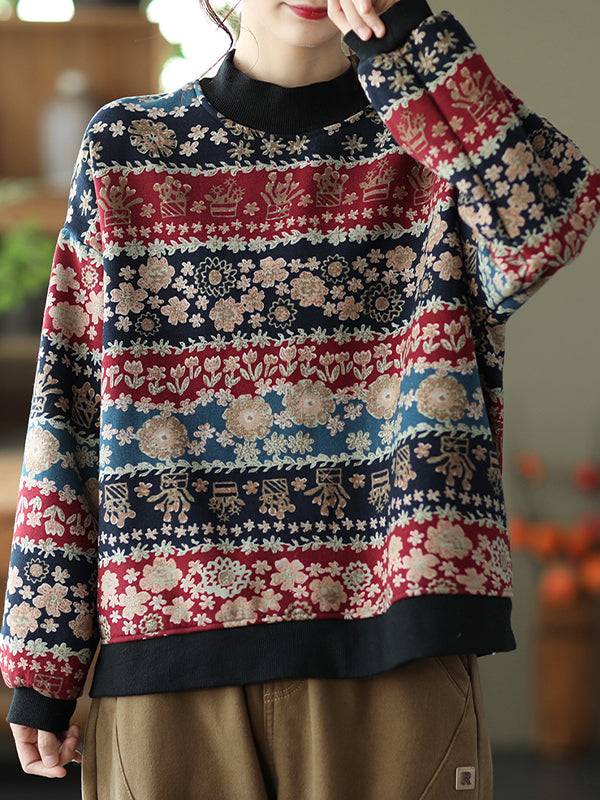 Printed Half Turtleneck Pullover Sweater