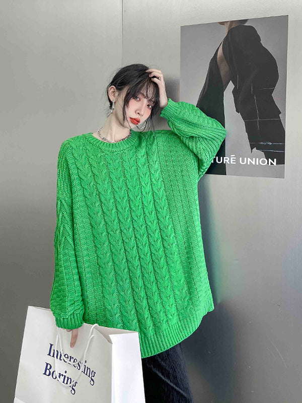 Simple Loose Solid Color Knitted Sweater