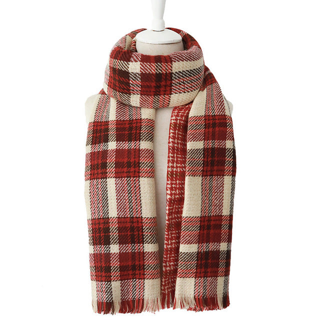 Women Christmas Plaid Retro Scarf