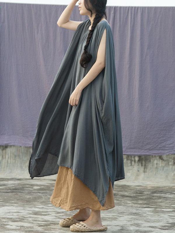 Loose Solid Color Comfortable Cropped Dress