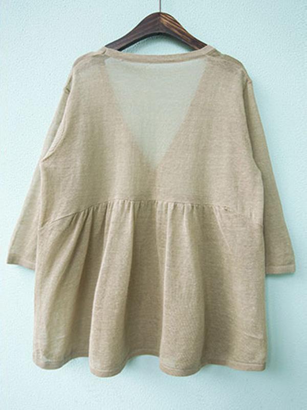 Linen Solid Sunscreen Knitting Outwears