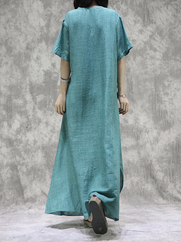Irregular V-Neck Pleats Maxi Dress