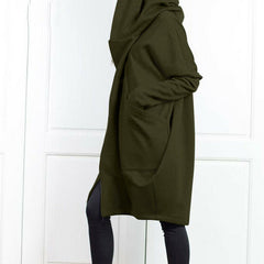 Solid Color Hooded Zipper Loose Outwears