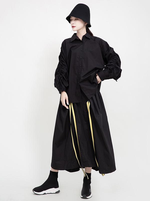 Minority Lantern Sleeves Drawstring Shirt