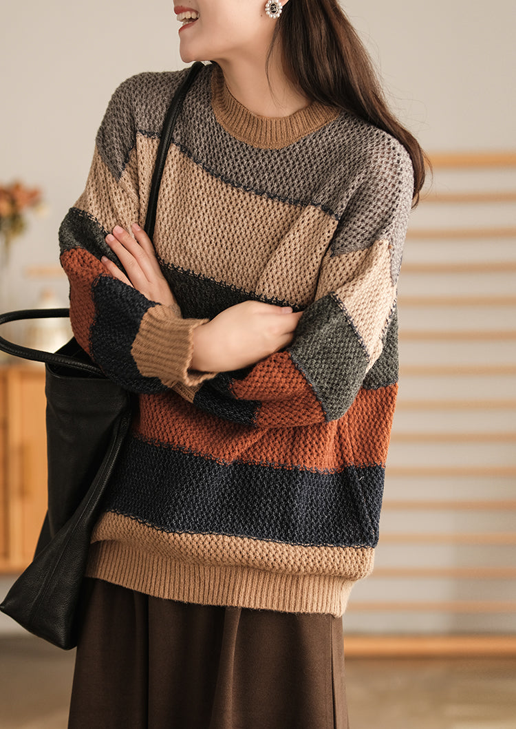 Loose Striped Round Neck Sweater