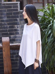 Asymmetric Retro Ramie Cotton Tops