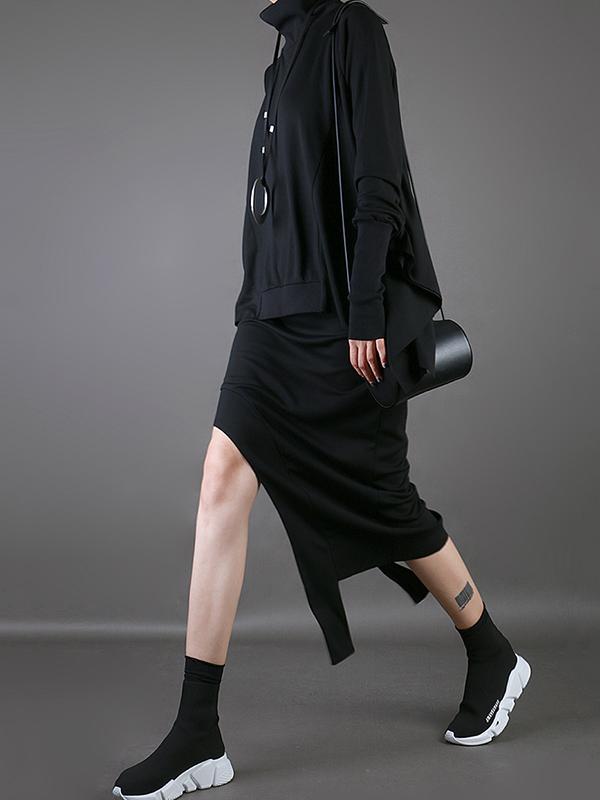 Loose Solid Cropped Batwing Cloak