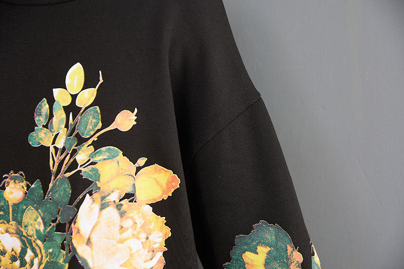 Vintage Print High Neck Sweatshirt