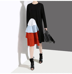 Women Loose Color Matching Casual Dress