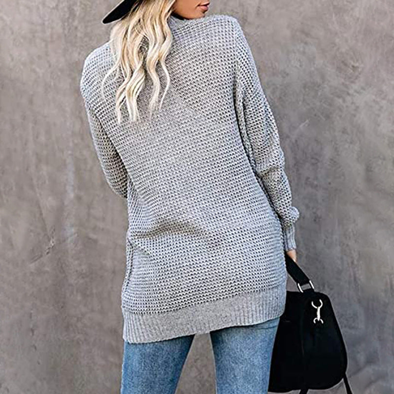 Casual Solid Color Knitted Cardigan Top