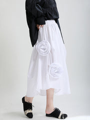 Solid Slim Flower Irregular Casual Skirt