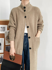 Retro Solid Thicken Knitted Midi Outwear