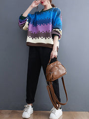 Loose Color-Block Splicing Sweatshit