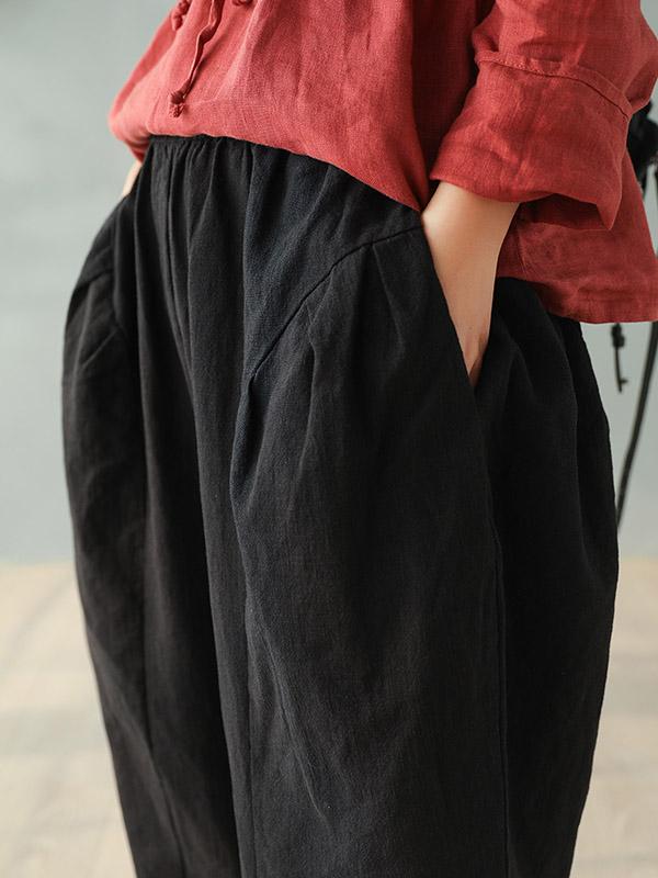 Vintage Solid Loose Splicing Harem Pants