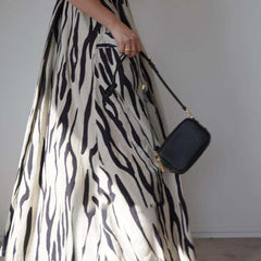 Irregular Print V-neck Sleeveless Dress