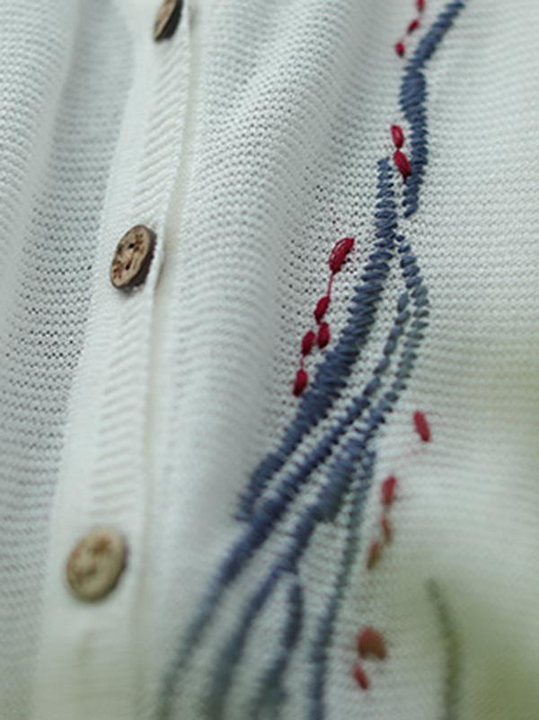 Simple Light Knitting Embroidered Shirt