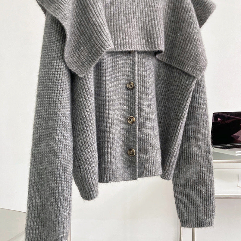 Cape Cape Cardigan Sweater Two-Piece Set