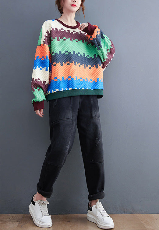 Loose Color-Block Splicing Sweatshit