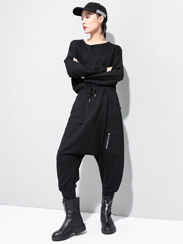 Minimalist Solid Elasticity Harem Pants