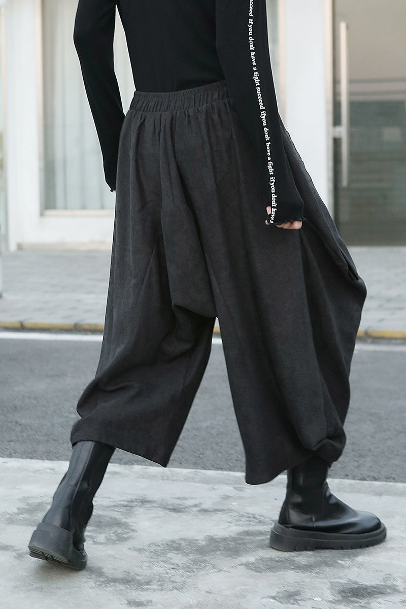 Women Irregular Stitching Wide Leg Pocket Casual Pants