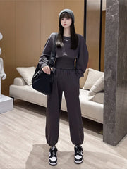 Urban Solid Color Waist Sports Suit