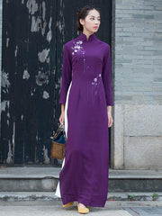 Purple Split-side Long Cheongsam Ao Dai