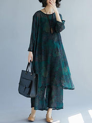 Chiffon Plus Size Loose Printed Leisure Suits