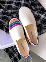 Rainbow Striped Print Casual Flat Shoes