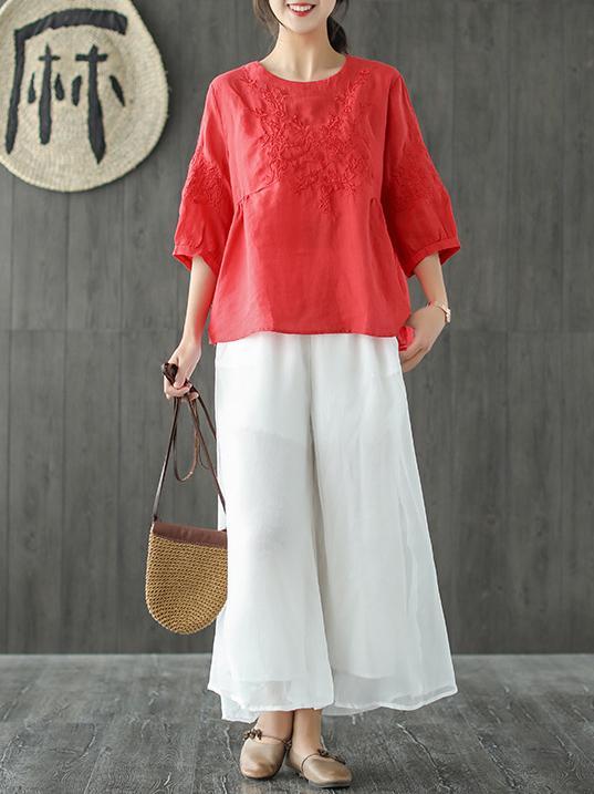 Loose Embroidered Comfortable T-shirt