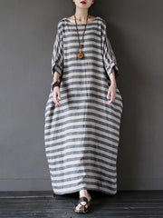 Vintage Loose Striped Dress