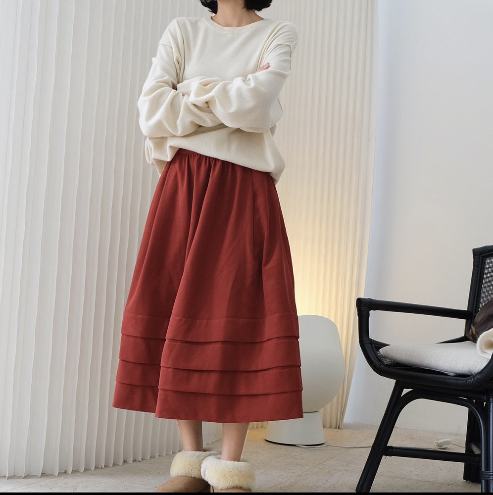 Temperament High Waist Flower Bud Design Padded Skirt