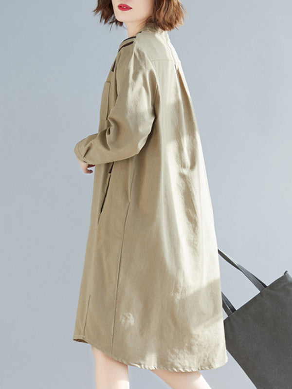 Original Solid Round-Neck Shirt Dress