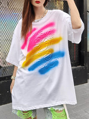 Retro Printed Loose Round Neck Loose Casual T-Shirt